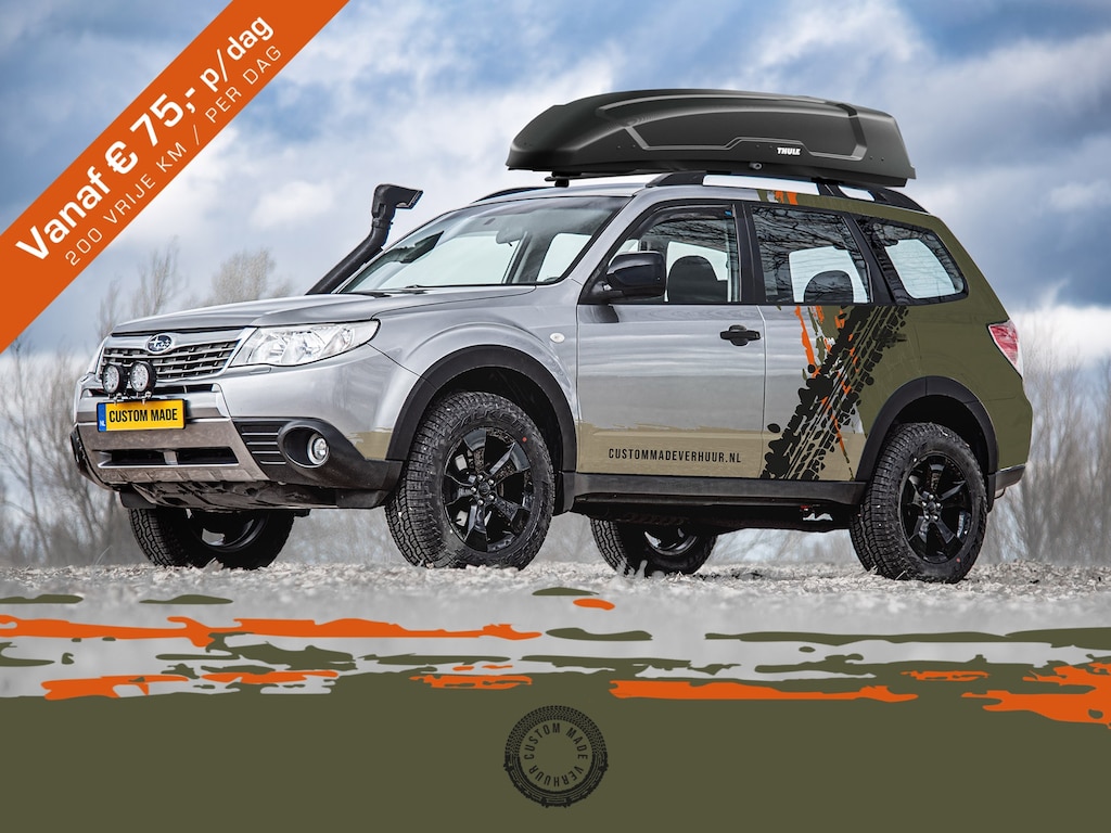 Subaru Forester 2.0 AWD Custom Made Verhuur v.a. 75,- p/dag | Dakkoffer | Lift Kit | Winterbanden | Sneeuwkettingen