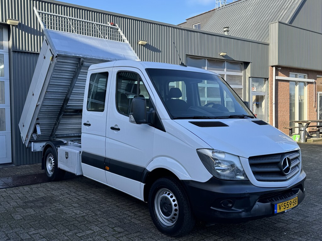 Mercedes-Benz Sprinter 314CDI DC Euro 6 Airco Cruise controle Trekhaak 2000kg trekgewicht Navigatie Kipper Kieper Gereedschapskist 1e eigenaar ex Overheid Open laadbak Pick-up Euro 6
