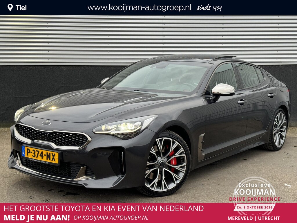 Kia Stinger 3.3 V6 T-GDI AWD GT 370 PK, Schuif/kanteldak, Lederen bekleding, 360" Camera, BTW-auto, Onderhoudshistorie! Stoelkoeling & Verwarming, Stuurwiel verwarmd, Dodehoekdetectie