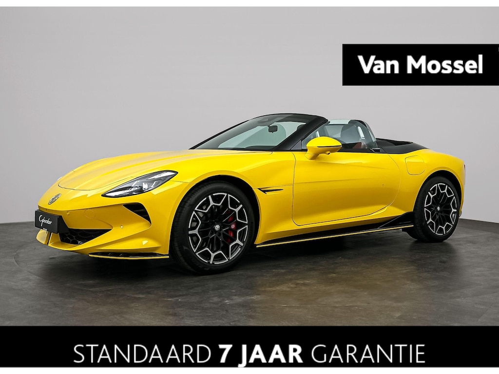 MG Cyberster MG Trophy Extended Range 77kWh | Showroommodel | 507 KM Bereik WLTP  | Zwarte Kap | Rood Leder | Inca Yellow