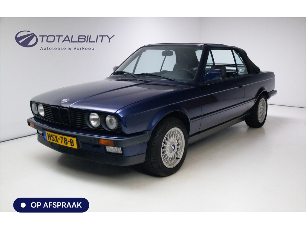 BMW 3-Serie Cabrio 320i E30 6 cilinder handgeschakeld! Grijs lederen interieur, Stuurbekrachtiging, Electrische ramen, 15 inch honingraatwielen