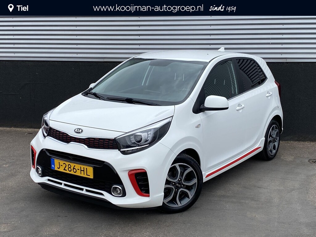 Kia Picanto 1.0 MPi GT-Line Edition 1e eign. Nieuw geleverd en dealeronderhouden, Cruise control, navigatie Apple CarPlay/Android Auto, achteruitrij camera, sportief GT Line kunstlederen interieur