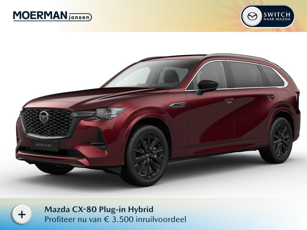 Mazda CX-80 2.5 e-SkyActiv PHEV Homura Plus / Artisan Red / Zwart Nappa leder