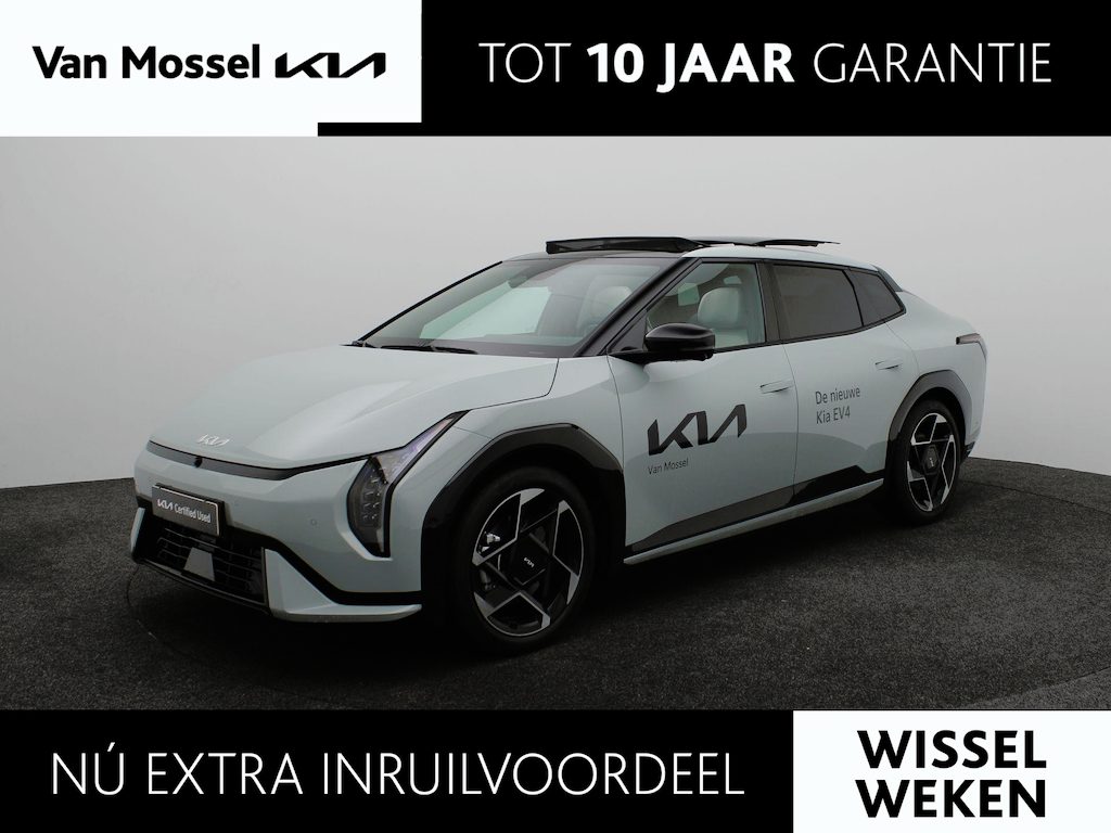 Kia EV4 GT-PlusLine 81.4 kWh | UNIEK | Full Option | Leder | Elektr. stoel met geheugen | Stoel verwarming-verkoeling | 360 graden | Zwarte Logo's | Head up Display |