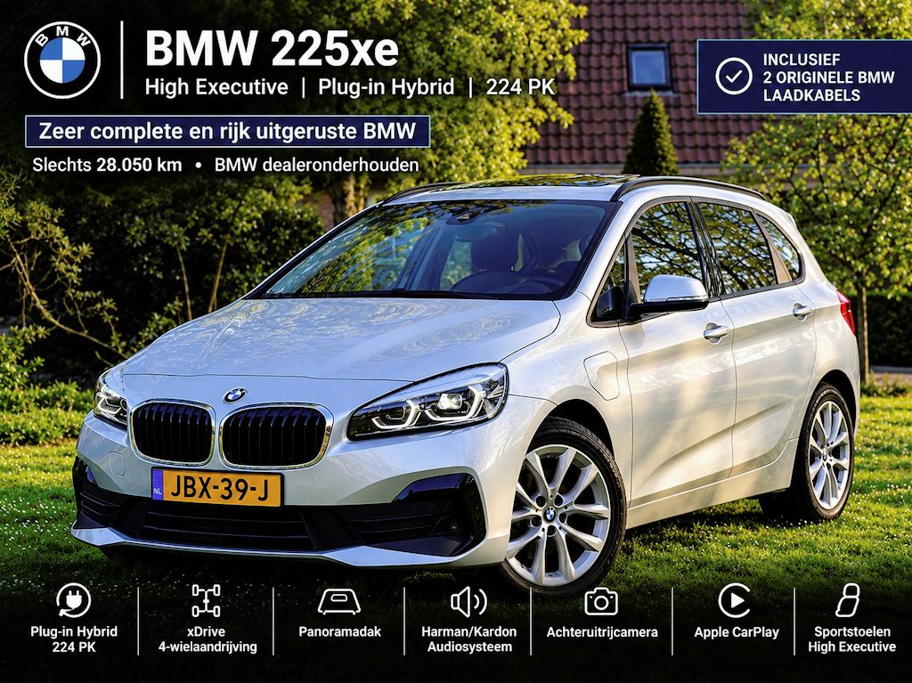 BMW 2-Serie Active Tourer 225xe High Excutive| 28.050 km| Luxury Line|PANO|Harman/Kardon|4WD|BMW DLR Onderhouden|Camera