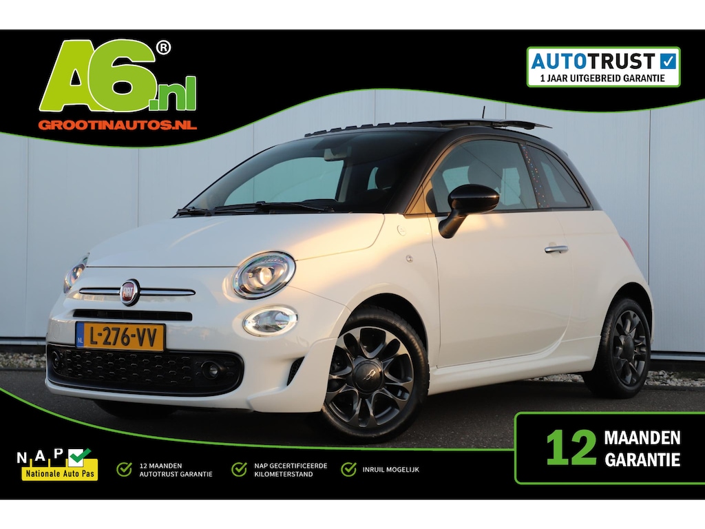 Fiat 500 1.0 Hybrid Hey Google Schuifdak 15 inch LMV Half Leder Carplay Navigatie Airco Cruise Control
