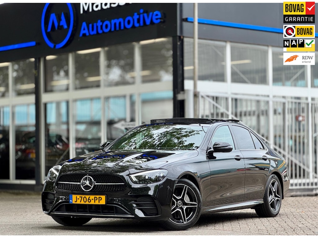 Mercedes-Benz E-klasse AMG Pano Burmester Drive Pilot Memory Sfeerverlichting Dodehoeksensor Adaptive cruise Dealerondehrouden