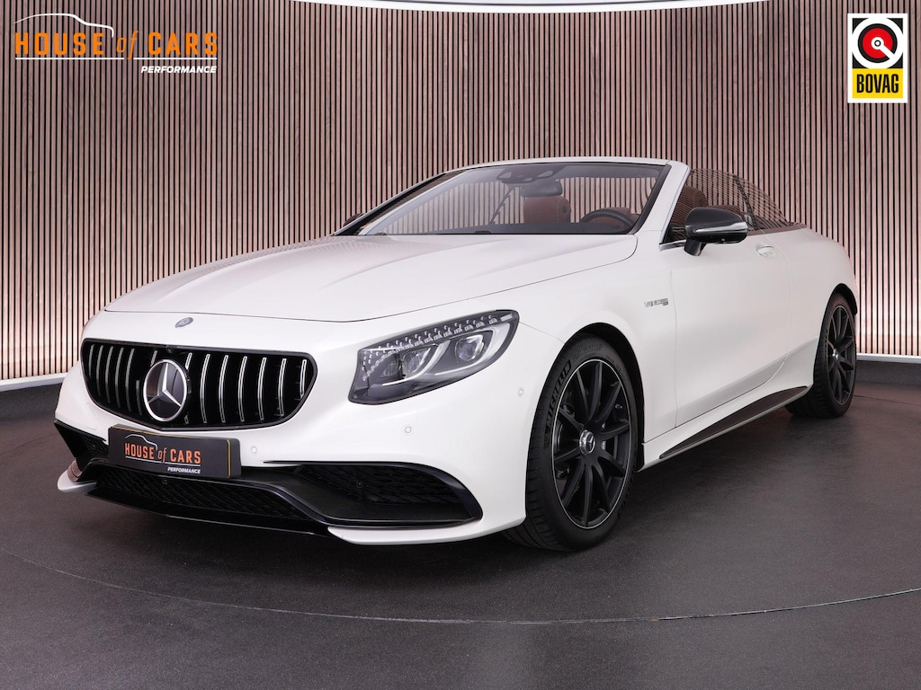 Mercedes-Benz S-klasse S63 AMG Cabrio 585pk 4Matic |mat parelmoer|dealer onderhouden|Carbon exterieur|Burmester High end|drivers package|luchtvering|Air scarf|nightvision|massage|memory|Carbon interieur|HUD|360 camera|