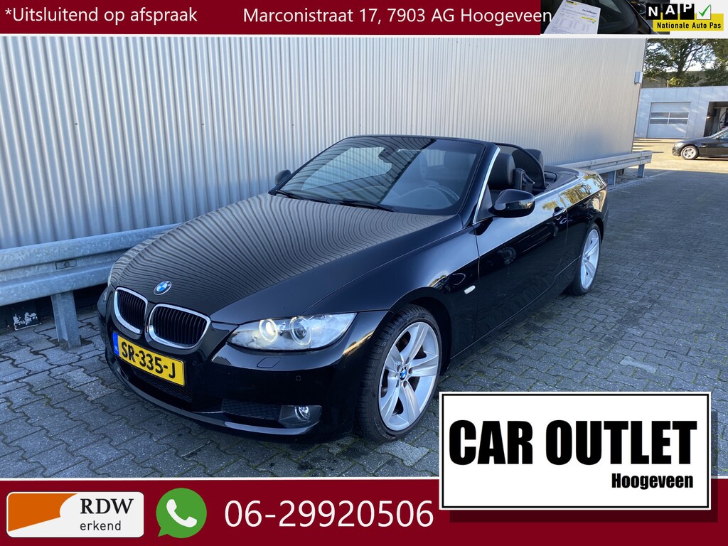 BMW 3-Serie Cabrio 320i High Executive AUTOMAAT, Leer, Navi, Clima, CC, PDC v/a, LM, – Inruil Mogelijk –