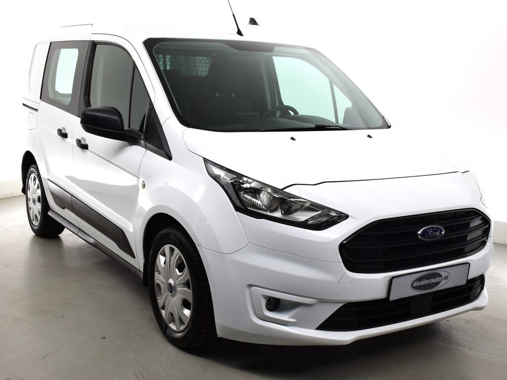 Ford Transit Connect 3-Zits 1.0 Ecoboost L1 Camera, Zij-Ramen, 53dKM, 1e EIG. CARPLAY 4-s banden, voorruit verwarmt , achterdeuren met beglazing, rubberen matten passagiersruimte, achter camera, park hulp, calculatie tafel, hill hold, airco,, parkeerpilootsysteem achter, nieuwe laadvloerafdekking in laadruimte.