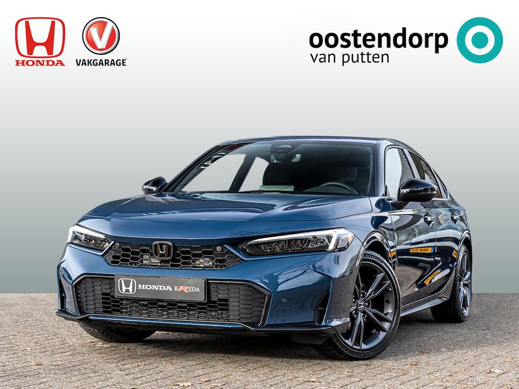Honda Civic 2.0 Full Hybrid Sport | NL auto l 8 jaar garantie | 1750 euro vooraadkorting | Seabed Blue Pearl | Incl. Black Emblem | Navi | PDC v/a | Stoelverwarm.