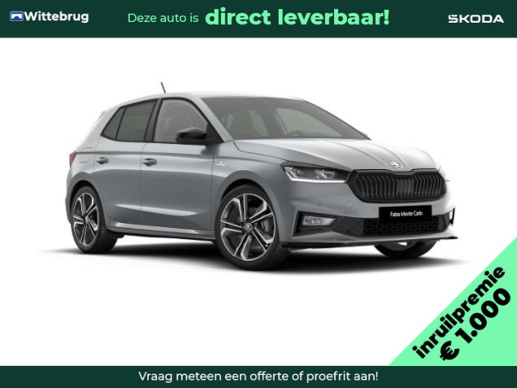 Skoda Fabia 1.0 TSI Monte Carlo inruilpremie 1.000,- / 18" lichtmetalen velgen Libra / Licht en Zicht Plus / Travel Assist / Verwarmbare stoelen voor / Inruilpremie 2.000 euro