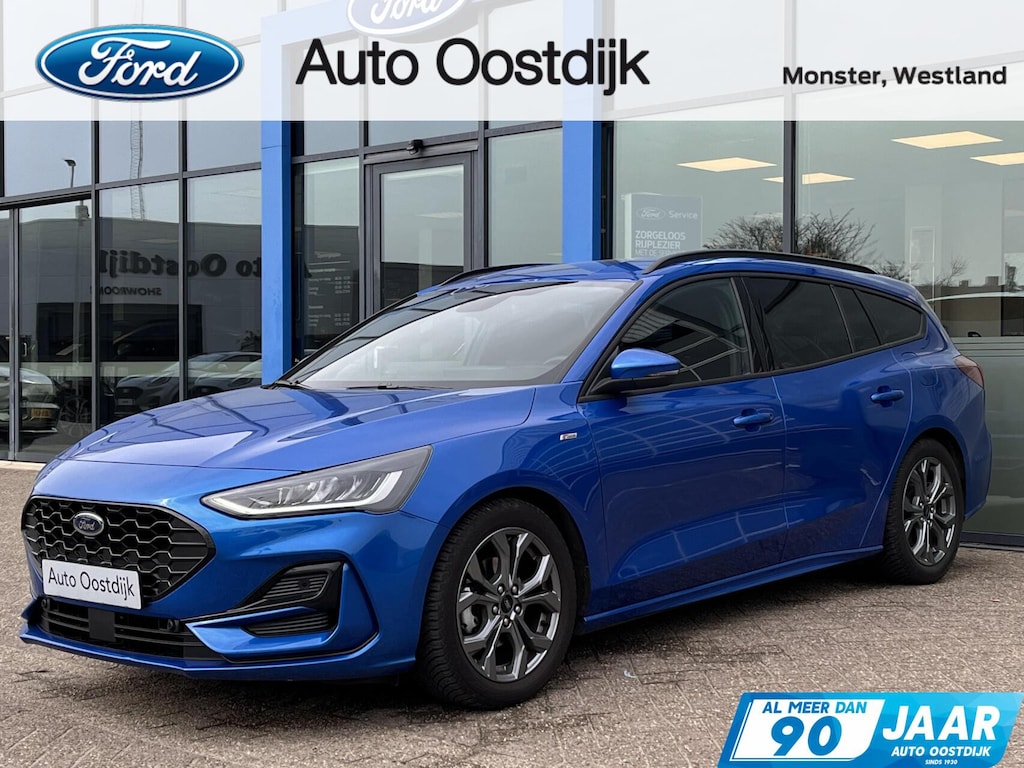 Ford Focus Wagon 1.0 EcoBoost Hybrid ST Line 155PK Automaat Trekhaak Winterpack Cruise Camera Parkeersensoren Climate Full-LED Keyless Privacy Glass *1500KG Trekgewicht*