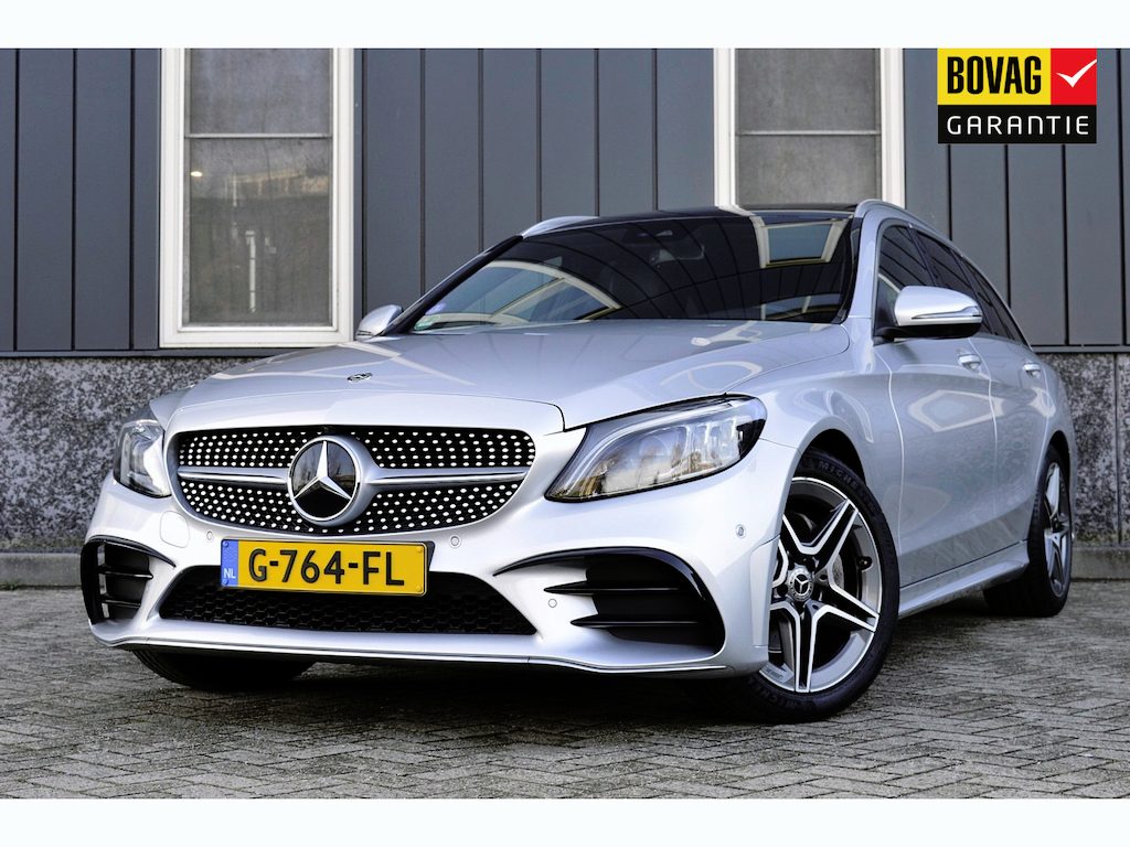 Mercedes-Benz C-klasse Estate 180 AMG-Line Rijklaarprijs-Garantie Panorama dak Leder Burmester Led 360 Camera Sfeer verlichting