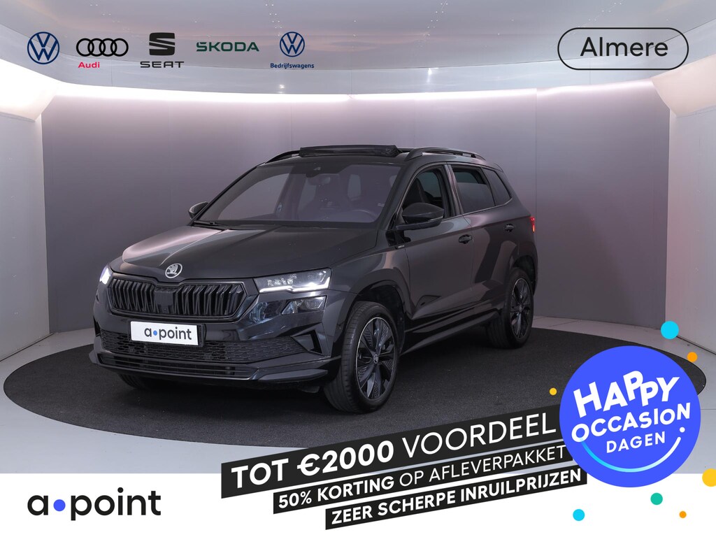 Skoda Karoq 1.5 TSI ACT Sportline Business 150 pk Automaat (DSG) | Verlengde garantie | Navigatie | Panoramadak | Parkeersensoren (Park assist) | Rondomzicht camera | Stoelverwarming v/a |