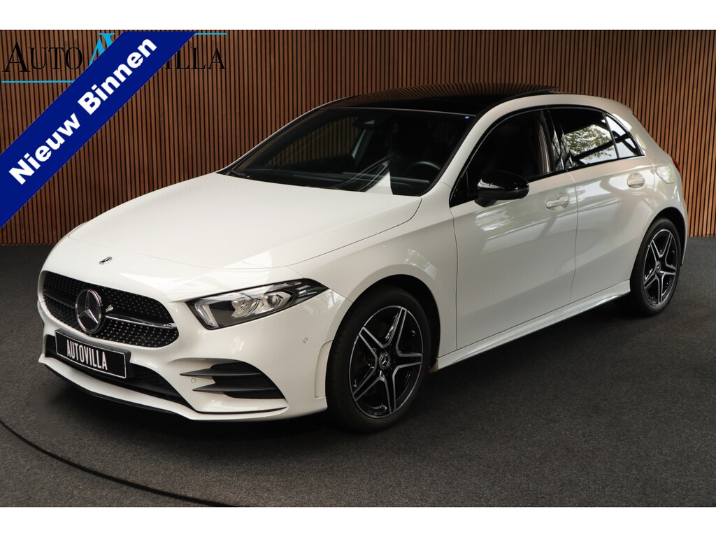 Mercedes-Benz A-klasse 250e AMG Pano Leder Navi PTS Ambient Climate Zwarte binnenhemel Cruise Stoelverwarming LM velgen EQ BTW auto!
