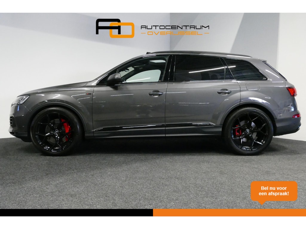 Audi Q7 55 TFSI e quattro Pro Line / S Line / Panoramadak / Matrix Laser koplampen / Elektr. verstelbare voorstoelen / Luchtvering / HUD / Stoelverwarming voor + achter / Apple Carplay - Android Auto / Bang&Olufsen Sound / 22'' LMV / Elektr. wegklapbare trekhaak / Achteruitrijcamera / Dodehoek detectie / Stuurwiel verwarming / Keyless / Park assist