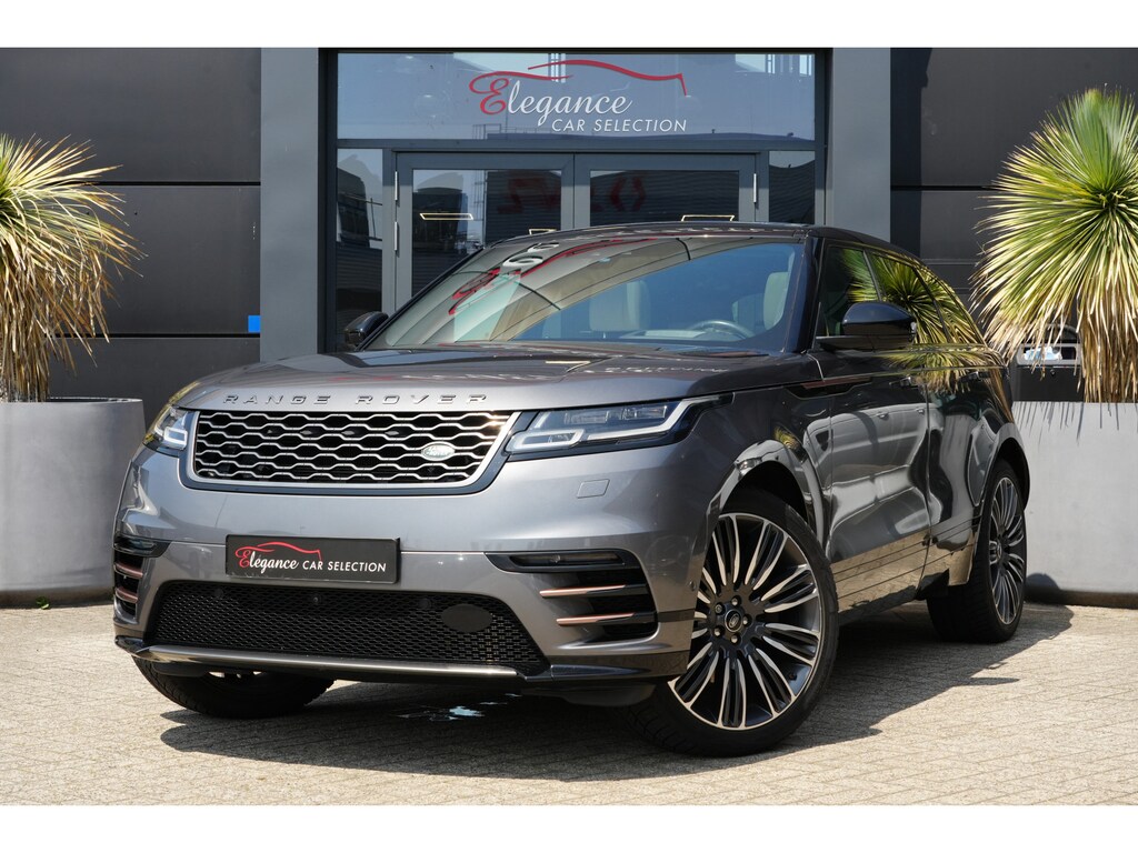 Land Rover Range Rover Velar 3.0 V6 AWD First Edition | 300PK | Pano | Meridian | 360° | Trekhaak | HUD | Land Rover Range Rover Velar First Edition 300 PK met 3.0 V6 diesel, panoramadak, Meridian Signature Sound System, 360° camera, Head-Up Display, luchtvering, 22-inch velgen, luxe Windsor lede