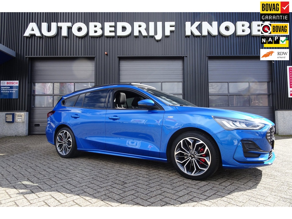 Ford Focus Wagon 1.0 EcoBoost Hybrid ST Line X, 155PK!!, PANO, WEGKLAPBARE TREKHAAK, CARPLAY, LED, 1E EIGENAAR, OH HISTORIE