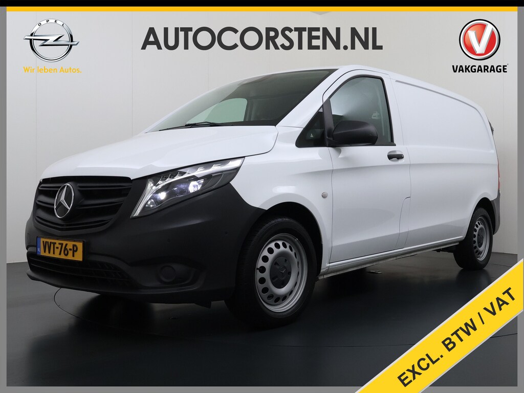 Mercedes-Benz Vito 116CDI 164pk AUT-9 Navi *Sortimo Kasten* Adaptive-ControlCamera PDC-a+v Lane-Assist Sport/Comfort-Stoelen+Verwarmd Trekhaak Ecc Euro 6 Bluetooth Stoelverwarming Pdc Brake-Assist Betonplex Vloer Schuifdeur Achterdeuren Licht-/regensensor Zijwind assistent Getint-Glas1e Eigenaar 2.500KG Trekgewicht 54.251 ex ex nieuw (86.370 inc )