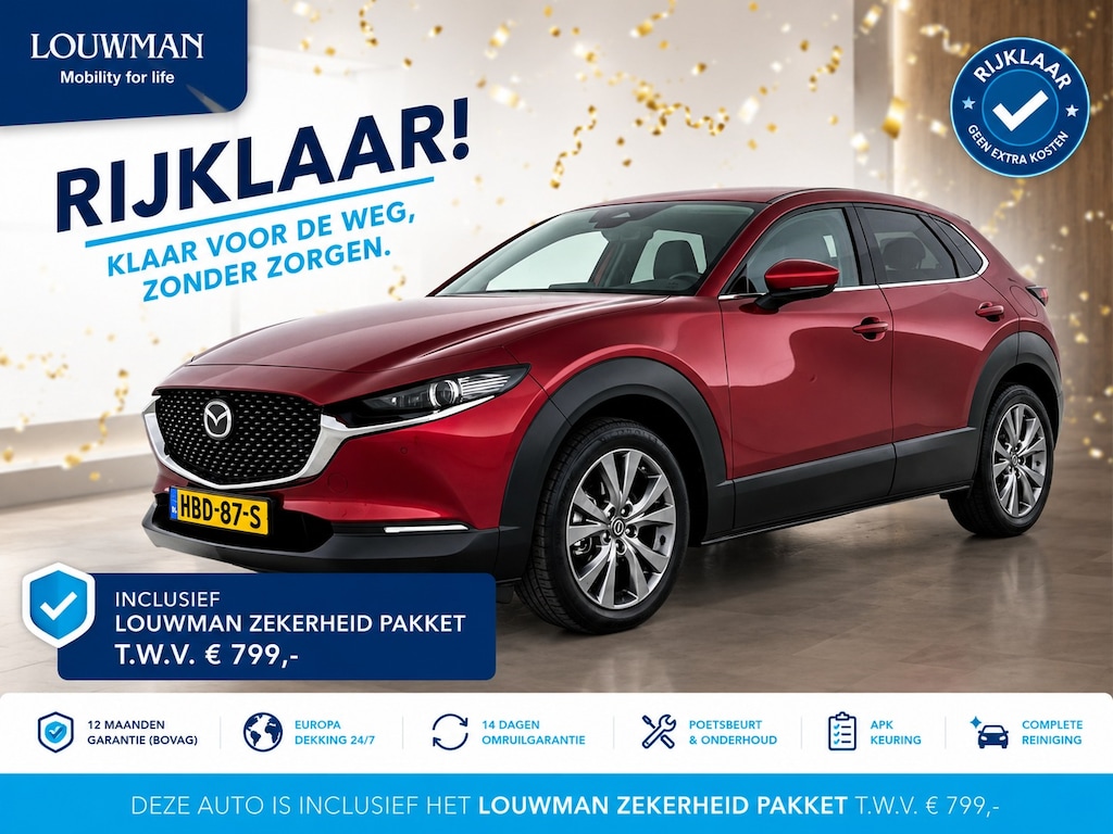 Mazda CX-30 2.0 e-SkyActiv-X M Hybrid Exclusive-line | RIJKLAAR INCLUSIEF AFLEVERPAKKET TWV €799,- | Navigatie | Leder | Bose-audio | Camera achter | Elektr. achterklep