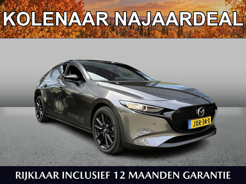 Mazda 3 Homura 2.5 automaat e-Sky-G 140pk | Kolenaar Najaardeal | Demo* | Navi | HUD | Airco | Keyless | CarPlay | 18 inch LMV in Black