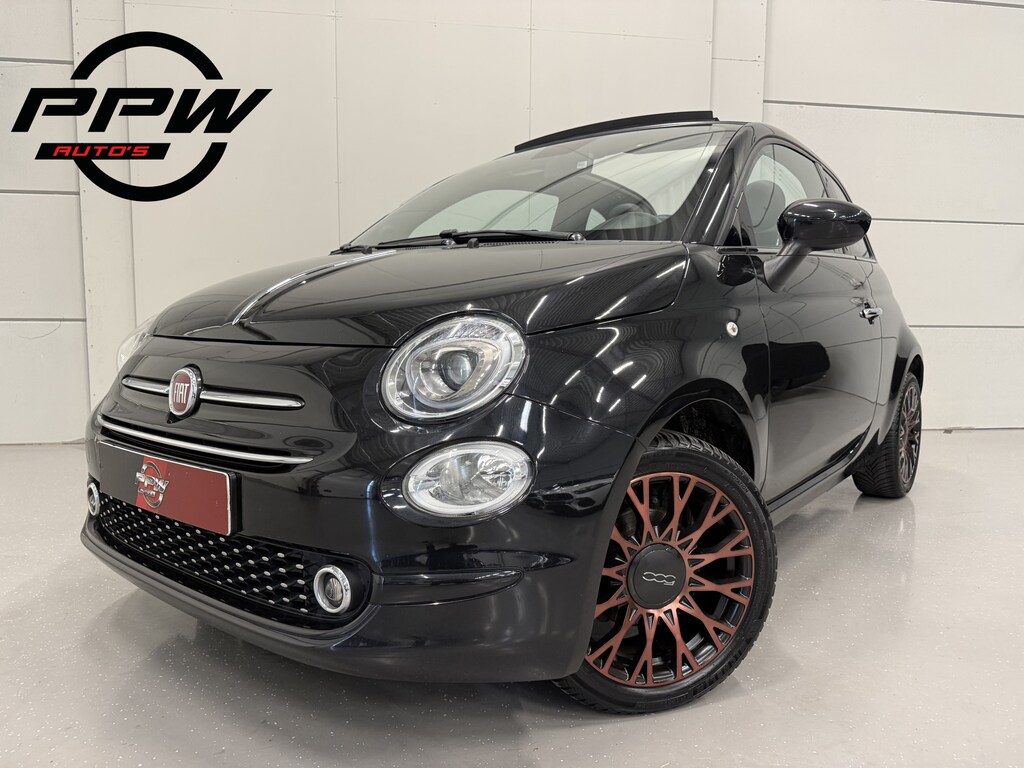Fiat 500C 1.2 Edition "120th" LED/CARPLAY/VIRTUAL/16"COPPER/MF-STUUR/ECC/CRUISE/PARKEERSENSOREN/BLACK ALL BLACK/NIEUWSTAAT