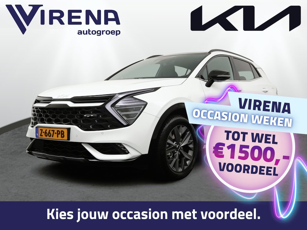 Kia Sportage 1.6 T-GDi Hybrid GT-Line Automaat Apple Carlpay/Android Auto - Cruise Control Adapatief - Dodehoekdetectie - Panorama Dak - Navigatie -  Stoel/Stuurverwarming - Trekhaak - Fabrieksgarantie tot 05-2031