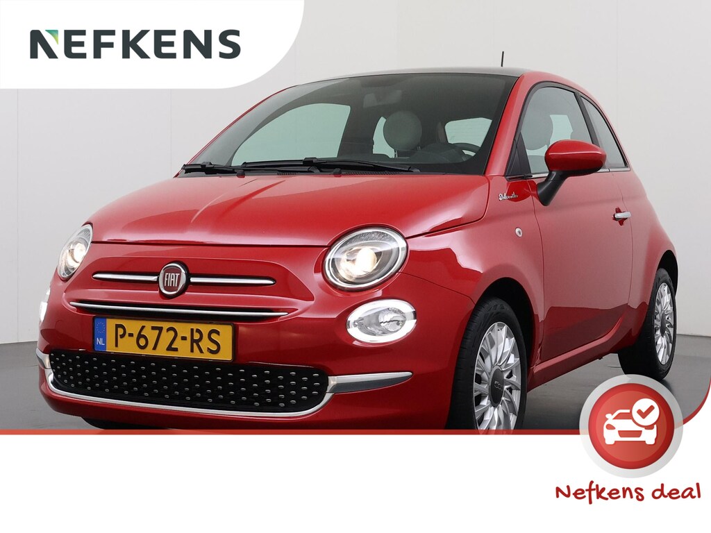 Fiat 500 1.0 Hybrid Dolcevita | 1ste eigenaar | 2tone LEER/Stof | Glazen dak | Airco | AppleCarPlay/Android