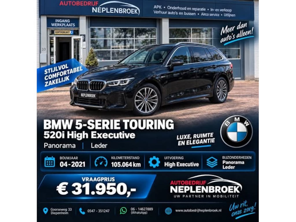 BMW 5-Serie Touring 520i High Executive | Pano | Leder | 04-2021 105.064 KM