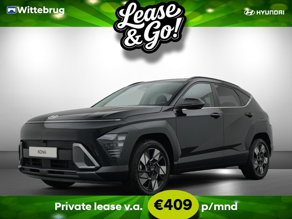 Hyundai Kona 1.6 GDI HEV Premium Full Hybride Automaat met Navigatie, Lederen bekleding en Stoelverwarming Private lease een KONA Hybrid al vanaf € 409 p/m!