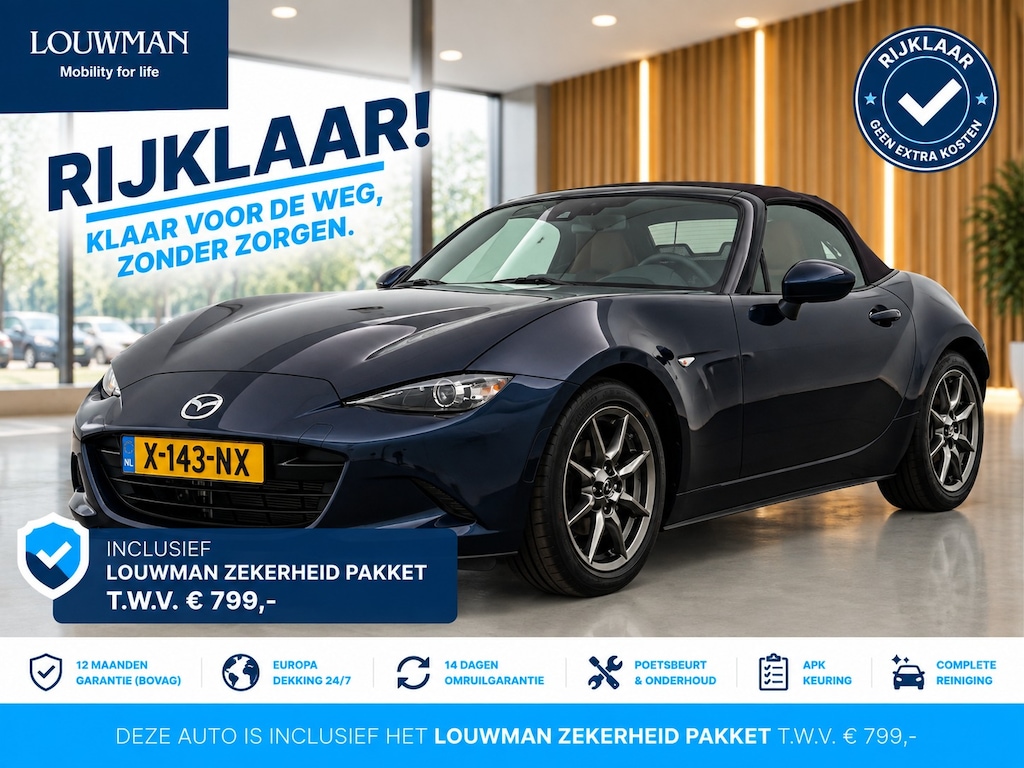 Mazda MX-5 1.5 SkyActiv-G 132 Kazari | RIJKLAAR INCLUSIEF AFLEVERPAKKET TWV €799,- | Camera | Stoelverwarming | Gratis-museum-arrangement