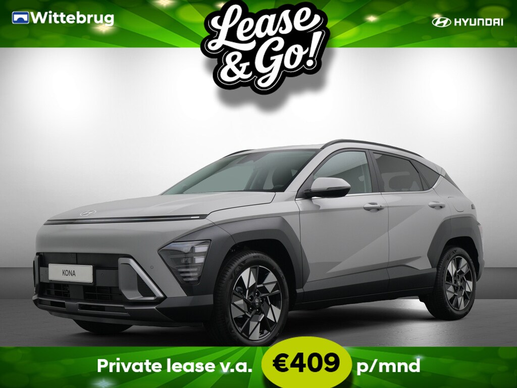 Hyundai Kona 1.6 GDI HEV Premium Full Hybride Automaat met Navigatie, Lederen bekleding en Stoelverwarming Private lease een KONA Hybrid al vanaf € 409 p/m!