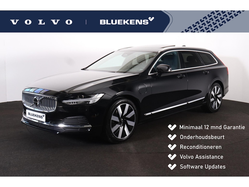 Volvo V90 T6 Recharge AWD Plus Bright -  Luchtvering - Panorama/schuifdak - IntelliSafe Assist & Surround - 360º Camera - Harman/Kardon audio - Adaptieve LED koplampen - Verwarmde voorstoelen, stuur & achterbank - Parkeersensoren voor & achter - Elektr. bedienb. voorstoelen met geheugen - Extra getint glas - 19' LMV