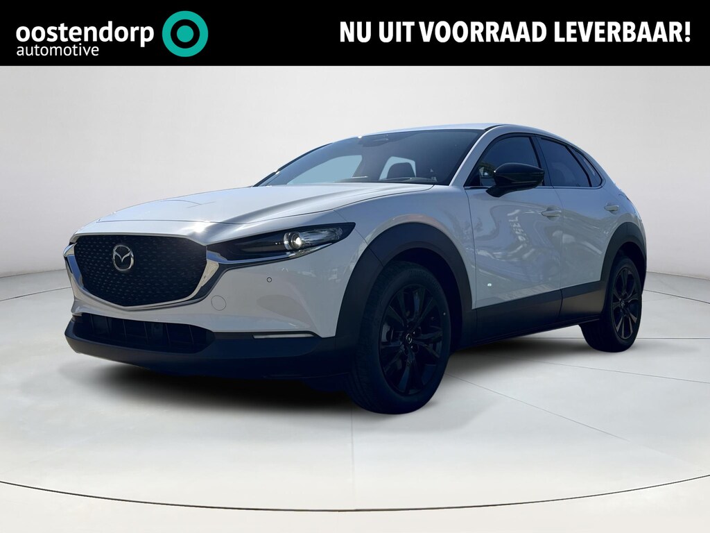 Mazda CX-30 2.5 e-SkyActiv-G M Hybrid Homura | Dodehoeksensoren | Draadloze Applecarplay en Android Auto | Adaptieve Cruise Control | Automaat |  18inch zwarte velgen | Achteruitrijcamera | Elektrische achterklep |