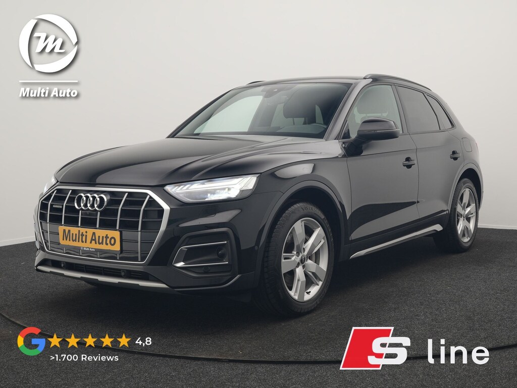 Audi Q5 50 TFSI e S Line FACELIFT PHEV 300pk Dealer O.H. | Luchtvering | Adaptive Cruise | Matrix Led | 360 Camera | Sportstoelen Verwarmd | Sfeerverlichting | Blis | Park Assist | Navigatie | DAB | Standkachel | Plug In Hybrid |