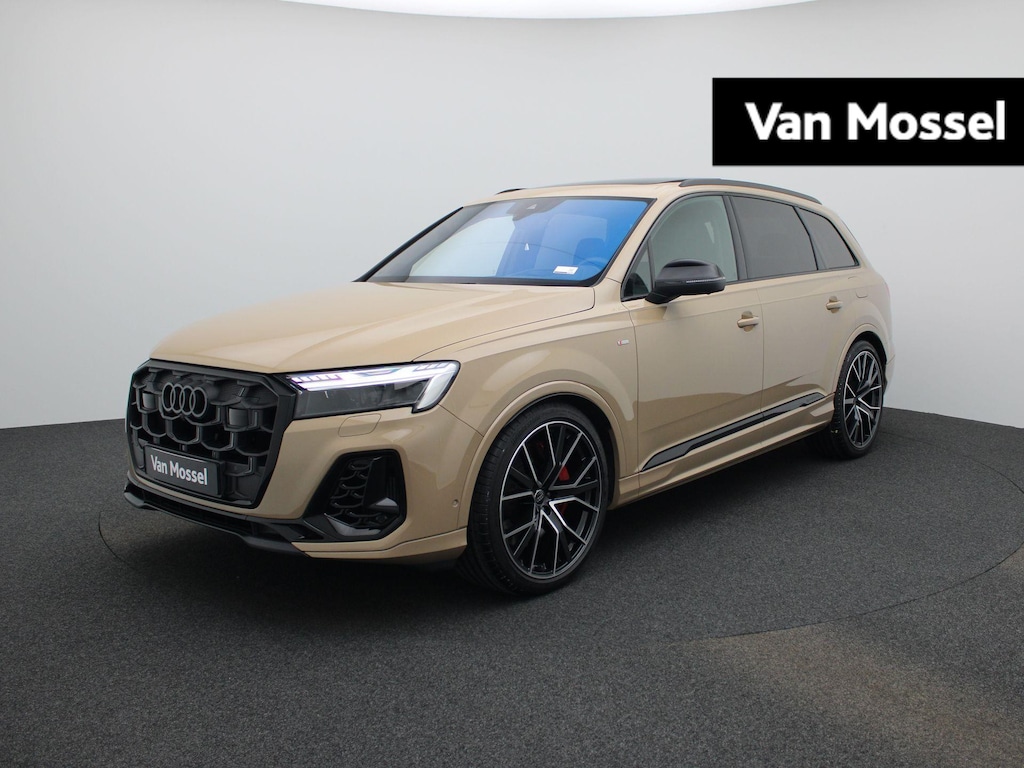 Audi Q7 60 TFSI e quattro Pro Line S Competition 490 PK l Adaptive cruise control + emergency ass. l Luchtvering l Glazen panoramadak l Vierwielbesturing l 360 graden camera l Head-up display l Elektrisch verstelbaar stuur l HD-matrix met laser l Elektr. verstelbare stoelen met geheugen l Elektrisch sluithulp portieren l Alarm Klasse III l Trekhaak