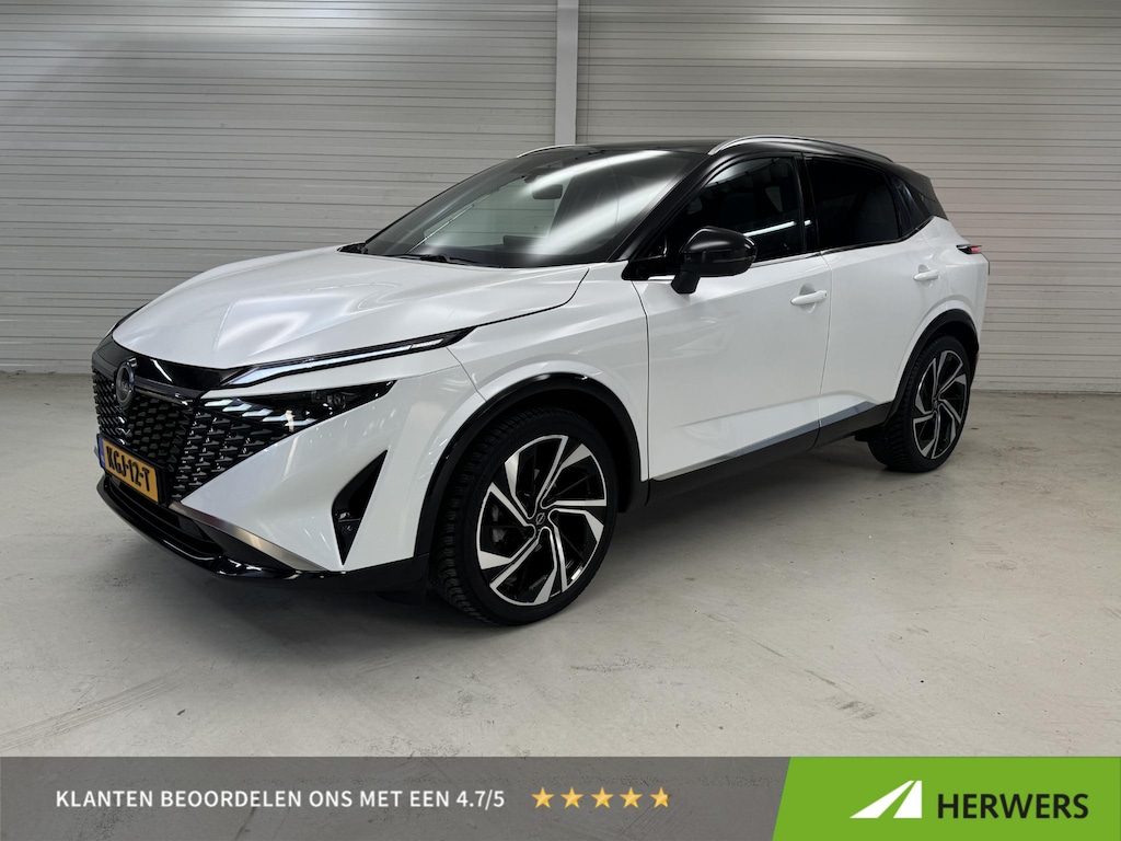 Nissan Qashqai 1.3 MHEV Xtronic Tekna Plus / Trekgewicht 1800 KG / All Seasonbanden / Google Maps Navigatie / Panoramadak / BOSE Audio / Elektrische Kofferbak / HUD / Massagestoelen / Memoryseats / 360 Graden Camera / Adaptive Cruise Control / Climate Control /