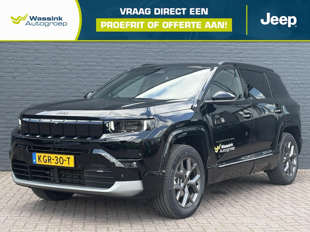 Jeep Compass 1.2 e-Hybrid First Edition | Adaptive Cruise Control | Schuif/Kanteldak | Elektrisch Verstelbare Stoelen | 360 Graden Camera | Dode Hoek Detectie | Apple Carplay | Stoel en Stuur Verwarming