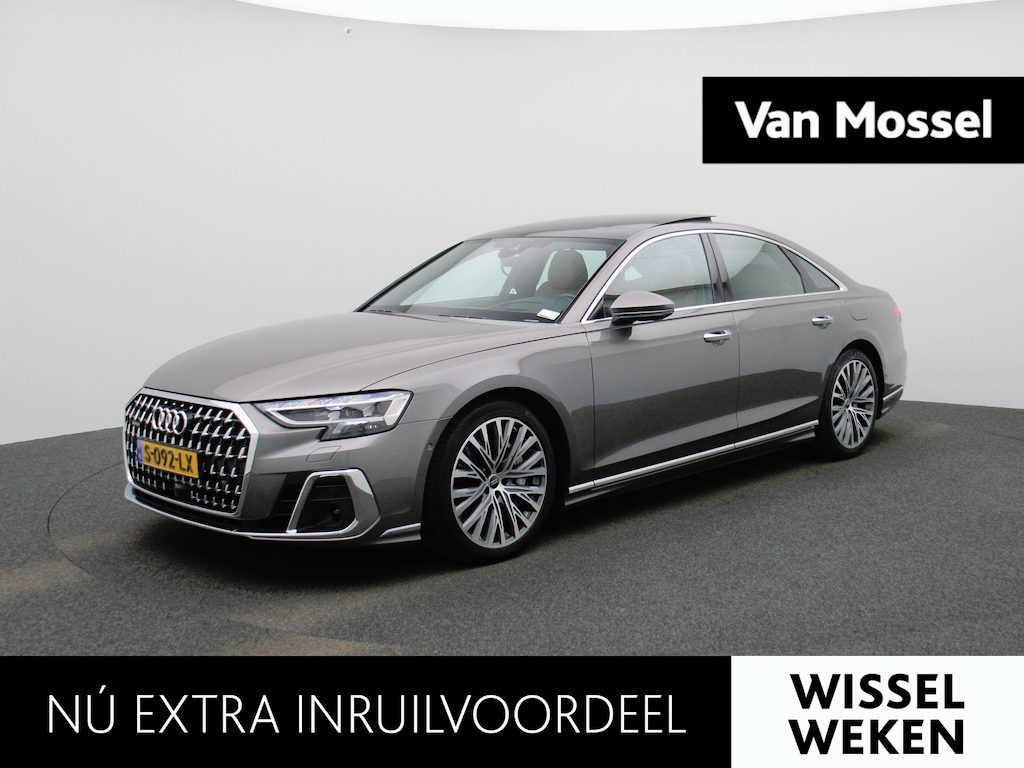 Audi A8 60 TFSI e quattro | PANORAMADAK | SOFTCLOSE | HEAD-UP | STOELKOELING & VERWARMING | MEMORY | B&O | S LINE IN & EXTERIEUR | VIRTUEEL | 360 CAMERA | LEDER | LED MATRIX | 12 MAANDEN BOVAG GARANTIE |