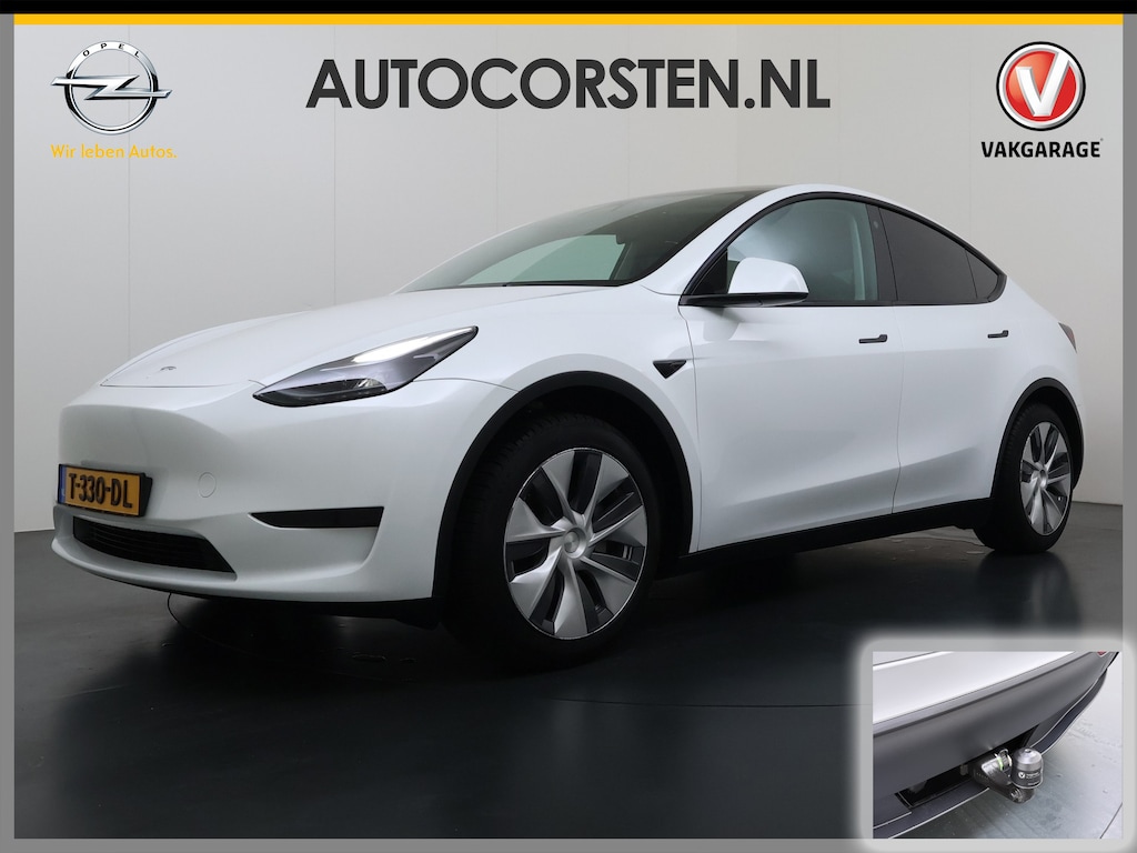 Tesla Model Y RWD 300PK LFP Accu Trekhaak Warmtepomp Leer Navi Ecc Adap.Cruise Panoramadak Camera's SOH 92,5% Stuur+Stoelverwarming Led Traffic-Aware Cruise Control Toybox Elek.Achterklep 1.600KG Trekgewicht 1e Eigenaar Origineel Nederlandse Auto