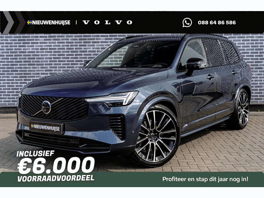 Volvo XC90 T8 Plug-in hybrid AWD Ultra Dark Exec. Ed. | Google | Long Range | Bowers & Wilkins Audio | Memory | Luchtvering | Stoelventilatie | Massage | Panoramadak | Gelamineerde Zijruiten Rondom | Nappa Lederen Bekleding | Zwarte Hemelbekleding | Keyless | Getint Glas | Stoel-/Stuurverwarming | Zitverlenging | Elek. Achterklep | 22" LM