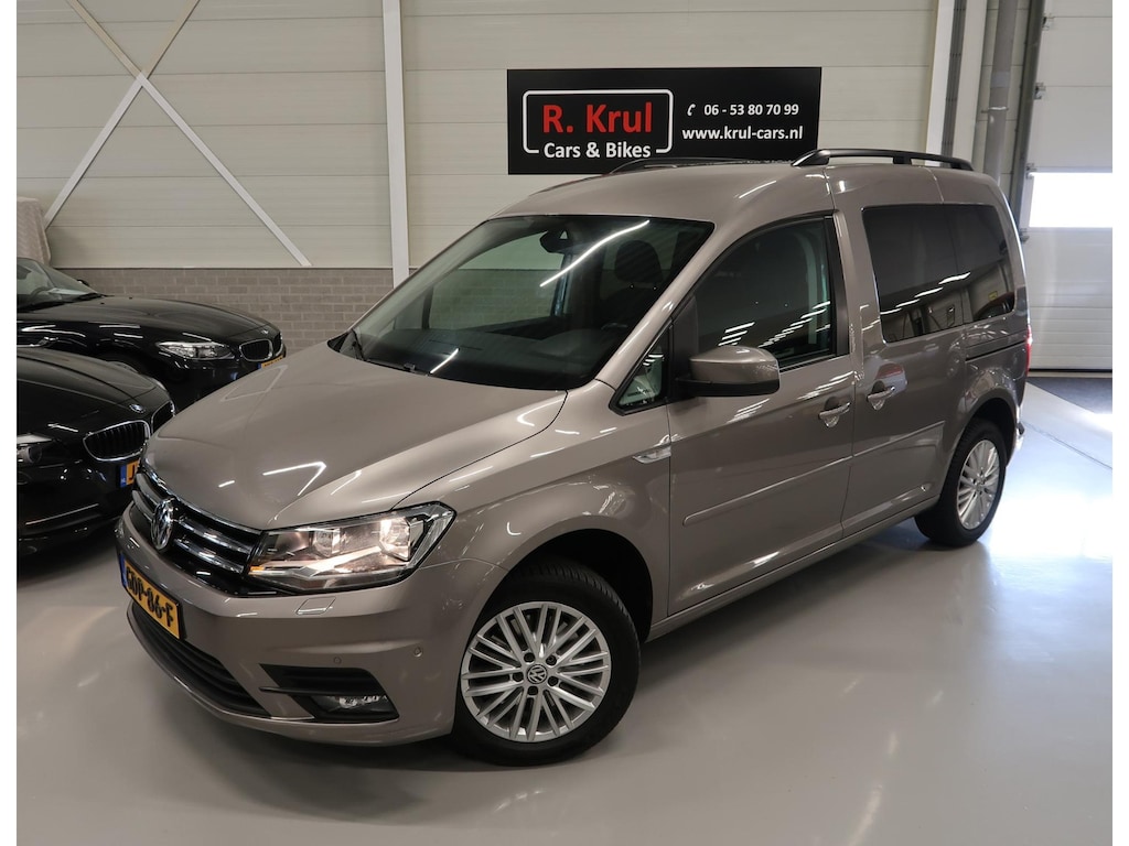 Volkswagen Caddy 1.4 TSI Comfortline 5 zitplaatsen, 2x schuifdeur, airco-ecc, app connect, stoelverwarming, pdc, multifunctioneel stuurwiel, extra getint glas, boekjes aanwezig, sportvelgen