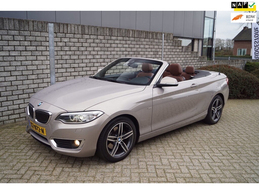BMW 2-Serie Cabrio 220i High Executive Luxury Autom Leder Sportst Stoelverw Navi Clima Xenon Cruise 2x PDC LMV ENZ NL Auto.