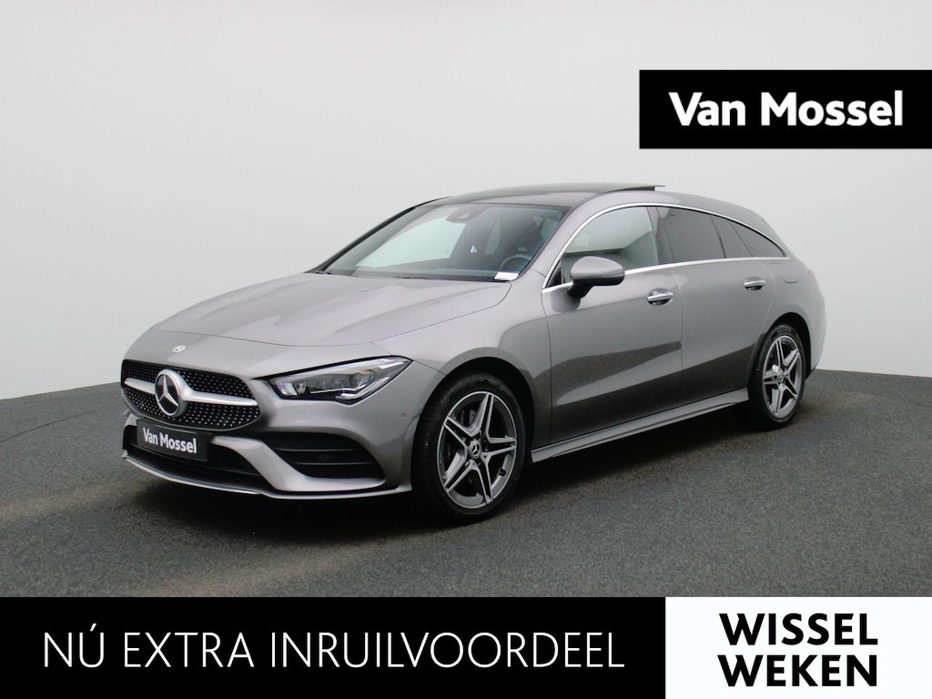 Mercedes-Benz CLA Shooting Brake 250 e AMG Line | Automaat | Panoramadak | Apple Carplay / Android Auto | Trekhaak | Stoelverwarming | Memoryseats | Sfeerverlichting | Leder | Camera | Parkeer sensoren | Navigatie | Virtual cockpit | Lichtmetalen Velgen |