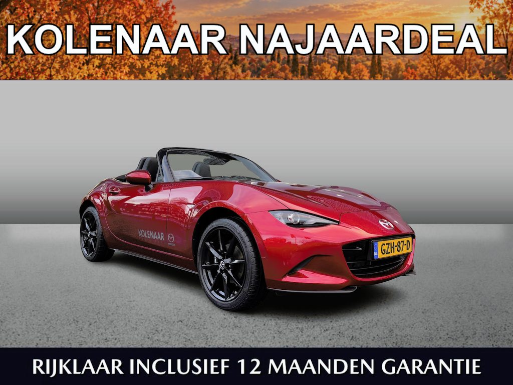 Mazda MX-5 Exclusive-Line Black Edition 1.5 Sky-G 132pk | Kolenaar Najaardeal | Navi | Airco | Keyless | Leder| 17 inch LMV Black | CarPlay
