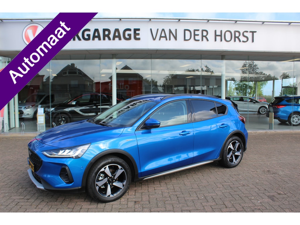 Ford Focus 1.0-155pk EcoBoost Mild-Hybrid 'Active' AUTOMAAT ! Trekgewicht 1.500kg ! Slechts 6.450km ! Ruim €. 9.000,- beneden de nieuwprijs ! Volautm. airco dual, navigatie, telefoonvoorb., adaptive cruise control, LED verlichting, metallic lak, camera, front-, lane- en side assist, LM wielen, Isofix etc.