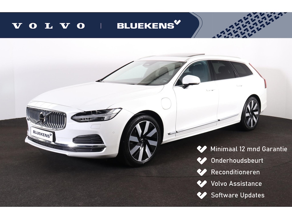 Volvo V90 T6 Recharge AWD Plus Bright - Panorama/schuifdak - IntelliSafe Assist & Surround - 360º Camera - Harman/Kardon audio - Verwarmde voorstoelen, stuur & achterbank - Parkeersensoren voor & achter - Elektr. bedienb. voorstoelen met geheugen - Head up display - Extra getint glas - 19' LMV