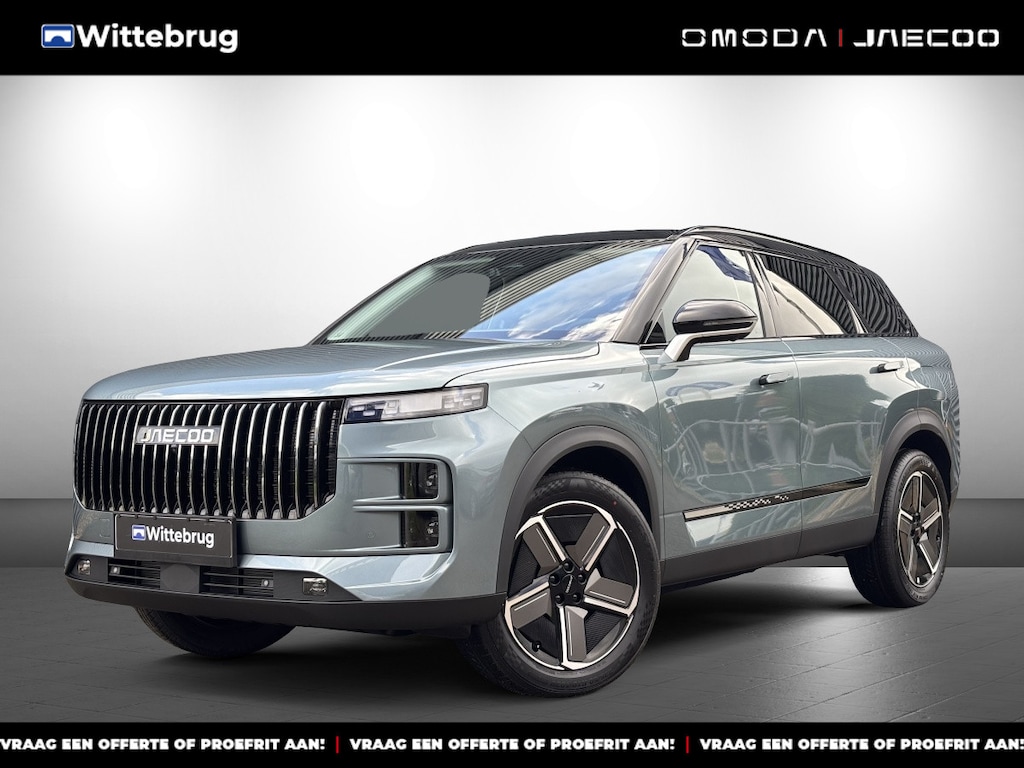 Jaecoo 7 1.5 GDI SHS-P Exclusive met 1500 KG trekgewicht, 1200 KM RANGE Navigatie, Elektrische achterklep, Luxe lederen bekleding en 7 jaar garantie