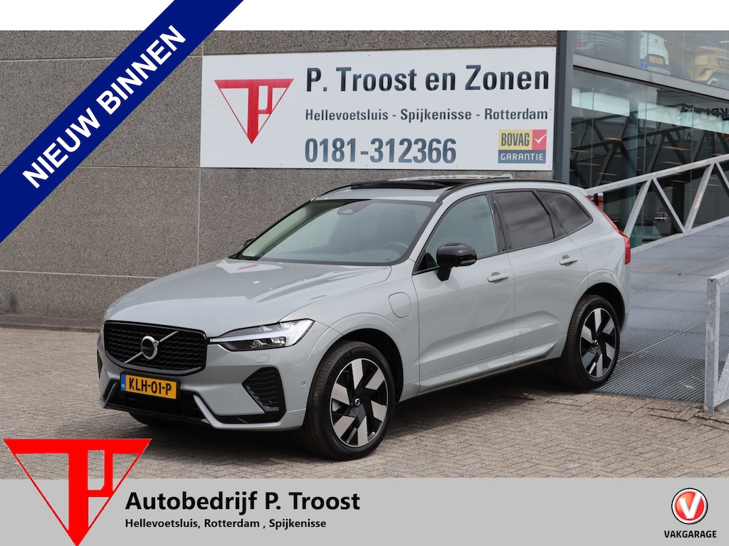 Volvo XC60 2.0 T8 Plug-in hybrid AWD Dark Soh 100% FABRIEKSGARANTIE Panoramadak/Stoelverwarming v+a/Stuurverwarming/Harman kardon audio/360 graden camera/Elektrische stoelen met geheugen/Adaptieve cruis control/Lane assist/Apple carplay/Elektrische achterklep